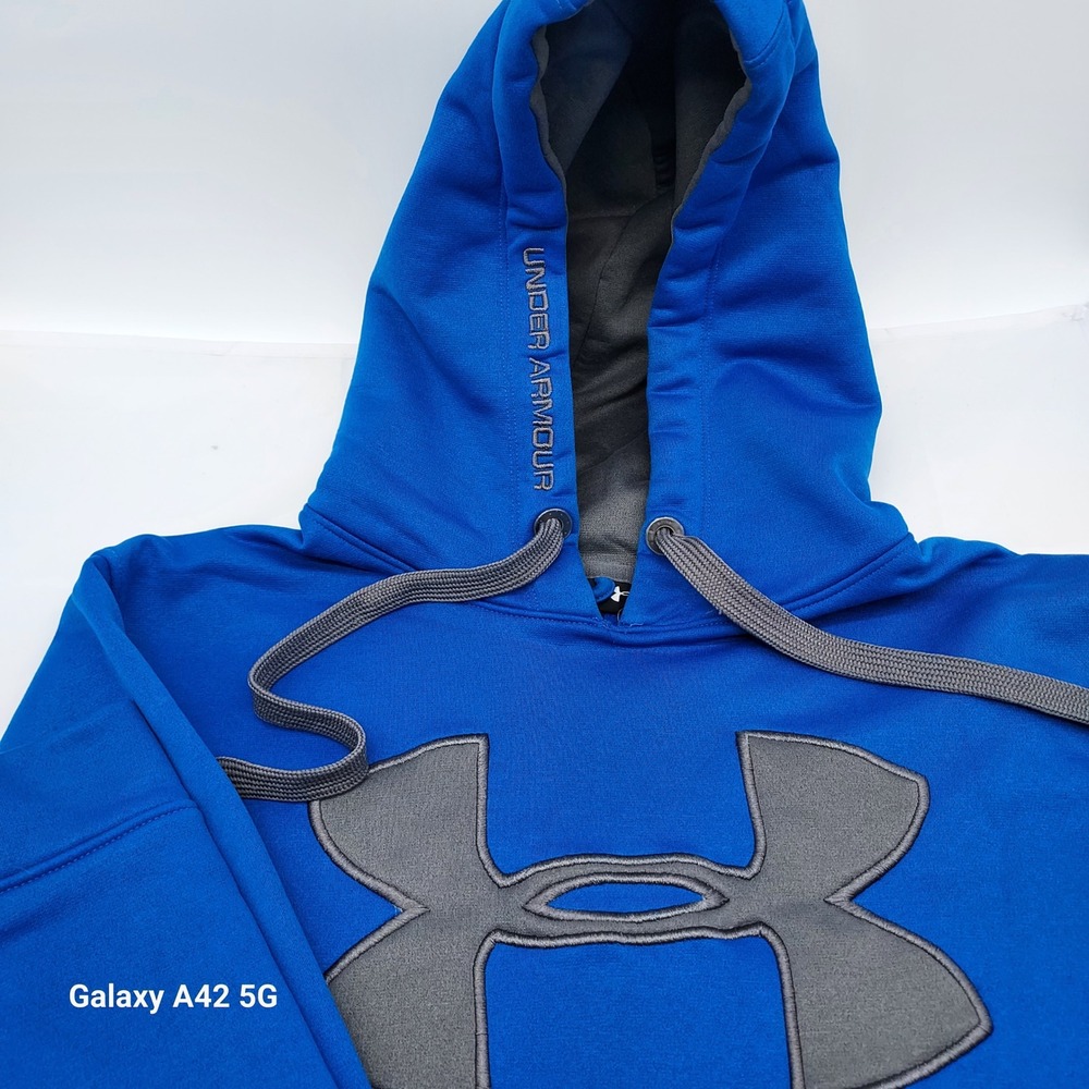 Under Armour Youth‎ Hoodie Pullover Blue Gray Logo Loose Fit MED
